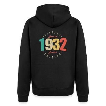 1932 Vintage Retro Geburtstagsgeschenk 1932 - Unisex Premium Bio Zip Hoodie - Schwarz - Hinten - Nico (187cm)