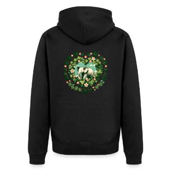 Elefant - Unisex Premium Bio Zip Hoodie - Schwarz - Hinten - Nico (187cm)
