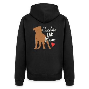 Chocolate Lab Mama Owner Labrador Retriever - Unisex Premium Bio Zip Hoodie - Schwarz - Hinten - Nico (187cm)