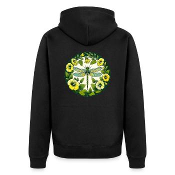 Green Dragonfly - Unisex Premium Organic Zip Hoodie - black - Back - Nico (187cm)