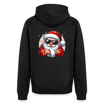 Cooler Weihnachtsmann mit Sonnenbrille - Unisex Premium Bio Zip Hoodie - Schwarz - Hinten - Nico (187cm)