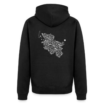 Schleswig-Holstein für Fahrradfreaks - Unisex Premium Bio Zip Hoodie - Schwarz - Hinten - Nico (187cm)