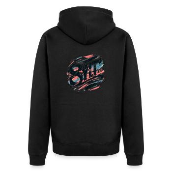 Sylt - Nordsee - Deutschland - Kampen - Insel - Unisex Premium Bio Zip Hoodie - Schwarz - Hinten - Nico (187cm)