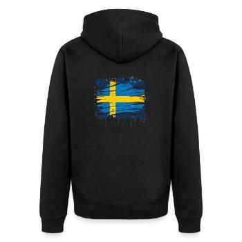 Sverige Suède Drapeau Schweden Flagge - Veste à capuche bio Premium Unisexe - noir - Dos - Nico (187cm)