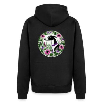 Black and White Greyhound - Unisex Premium Organic Zip Hoodie - black - Back - Nico (187cm)