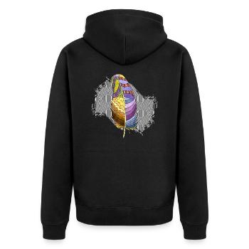 Feather - Unisex Premium Organic Zip Hoodie - black - Back - Nico (187cm)