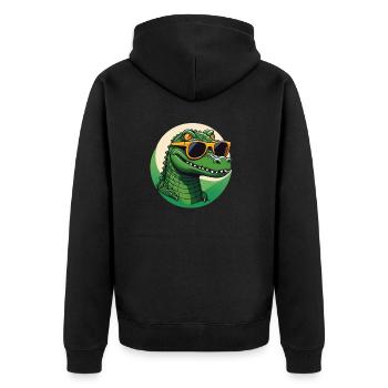 Cooles Krokodil - Unisex Premium Bio Zip Hoodie - Schwarz - Hinten - Nico (187cm)