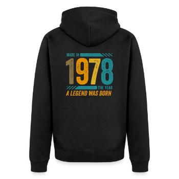 Hergestellt im Jahr 1978, dem Jahr, in dem eine Legende geboren wurde - Unisex Premium Bio Zip Hoodie - Schwarz - Hinten - Nico (187cm)