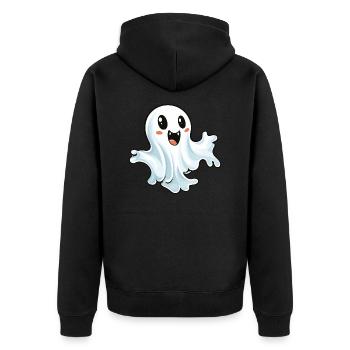 Ghost Halloween - Unisex Premium Bio Zip Hoodie - Schwarz - Hinten - Nico (187cm)
