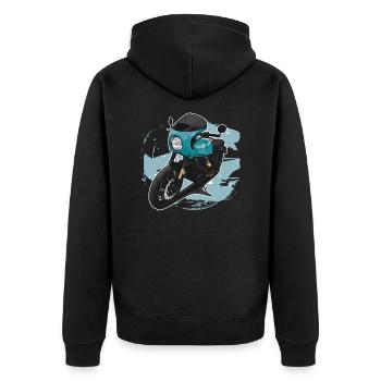 Bobber // Custom // Motorcycle - Unisex Premium Organic Zip Hoodie - black - Back - Nico (187cm)
