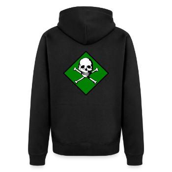 Schädel und Knochen - Unisex Premium Bio Zip Hoodie - Schwarz - Hinten - Nico (187cm)