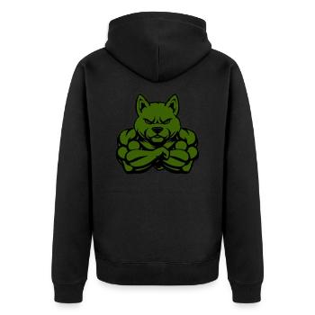dog comic fit - Unisex Premium Bio Zip Hoodie - Schwarz - Hinten - Nico (187cm)