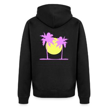 Deux Palmiers Île Soleil Coucher De Soleil Rond Rose - Veste à capuche bio Premium Unisexe - noir - Dos - Nico (187cm)