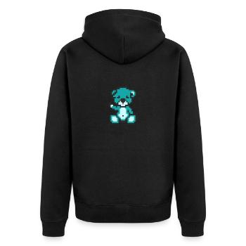 Pixel Bear Alien - Unisex Premium Organic Zip Hoodie - black - Back - Nico (187cm)