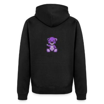 Pixel Bear Purple - Unisex Premium Organic Zip Hoodie - black - Back - Nico (187cm)
