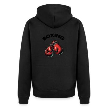 boxing - Unisex Premium Organic Zip Hoodie - black - Back - Nico (187cm)