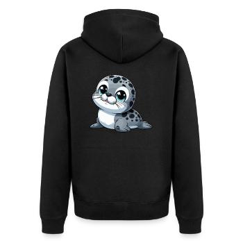 Baby seal - Unisex Premium Organic Zip Hoodie - black - Back - Nico (187cm)