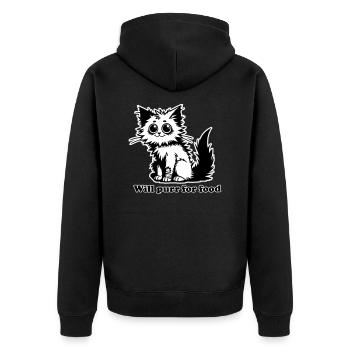 Obdachlose Katze - Wird schnurren für Futterdesign - Unisex Premium Bio Zip Hoodie - Schwarz - Hinten - Nico (187cm)