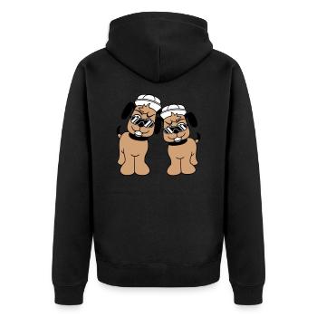 2 DJ chiens lunettes de soleil adolescent casquette casquette équipe - Veste à capuche bio Premium Unisexe - noir - Dos - Nico (187cm)