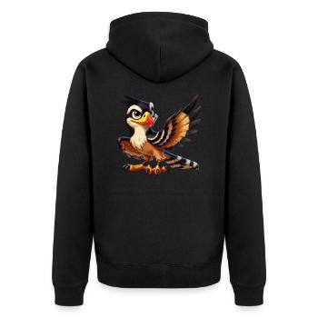 Arend-Wellen - Unisex Premium Bio Zip Hoodie - Schwarz - Hinten - Nico (187cm)