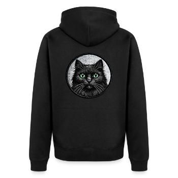 Mysterious black cat motif – unique graphics - Unisex Premium Organic Zip Hoodie - black - Back - Nico (187cm)