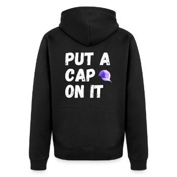 Put a cap on it - Unisex Premium Organic Zip Hoodie - black - Back - Nico (187cm)
