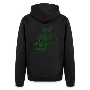 Bunny Big Giant Turtle Riding Waving Cute - Unisex Premium Organic Zip Hoodie - black - Back - Nico (187cm)