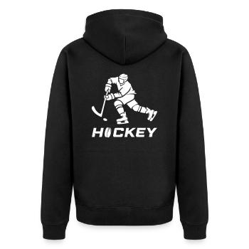 hockey - Unisex Premium Organic Zip Hoodie - black - Back - Nico (187cm)