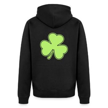 kleeblatt St. Patrick´s Day - Unisex Premium Bio Zip Hoodie - Schwarz - Hinten - Nico (187cm)
