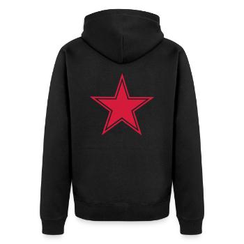 Red Star - Unisex Premium Bio Zip Hoodie - Schwarz - Hinten - Nico (187cm)