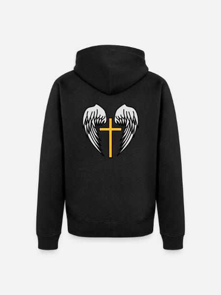 Sainte Croix Jésus-Christ Ailes Ange Ciel - Veste à capuche bio Premium Unisexe - noir