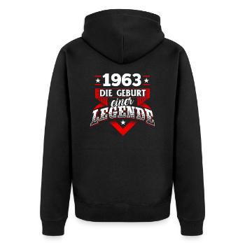 1963 Geburtstag Geburtstagsgeschenk Legende - Unisex Premium Bio Zip Hoodie - Schwarz - Hinten - Nico (187cm)