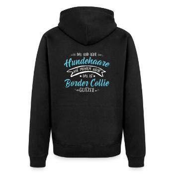 Hund BorderCollie Glitzer - Unisex Premium Bio Zip Hoodie - Schwarz - Hinten - Nico (187cm)