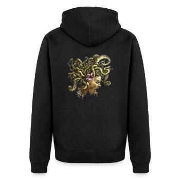 Medusa 2 - Unisex Premium Bio Zip Hoodie - Schwarz - Hinten - Nico (187cm)