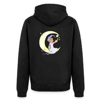 The bear in the moon - Unisex Premium Organic Zip Hoodie - black - Back - Nico (187cm)