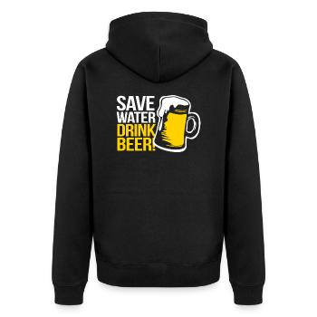 SAVE WATER DRINK BEER DRINKING SPORTS FAN T-SHIRT - Unisex Premium Bio Zip Hoodie - Schwarz - Hinten - Nico (187cm)