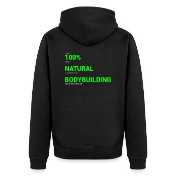 100 Natural Bodybuilder Steroide Geschenk - Unisex Premium Bio Zip Hoodie - Schwarz - Hinten - Nico (187cm)