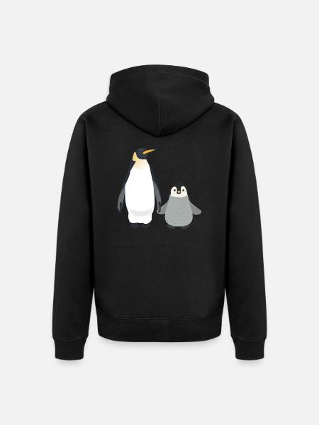 Parent And Child Penguin - Unisex Premium Bio Zip Hoodie - Schwarz