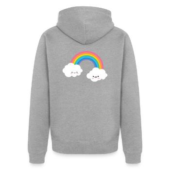 RAINBOW FACE - Unisex Premium Bio Zip Hoodie - Grau meliert - Hinten - Nico (187cm)