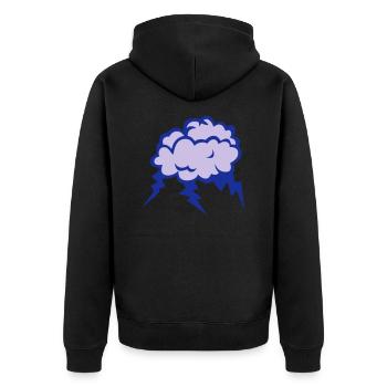 Bewölkte Cloud-Wolke Regen Gewitter 1 - Unisex Premium Bio Zip Hoodie - Schwarz - Hinten - Nico (187cm)