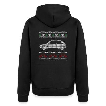 205 Strickpullover Weihnachten - Unisex Premium Bio Zip Hoodie - Schwarz - Hinten - Nico (187cm)