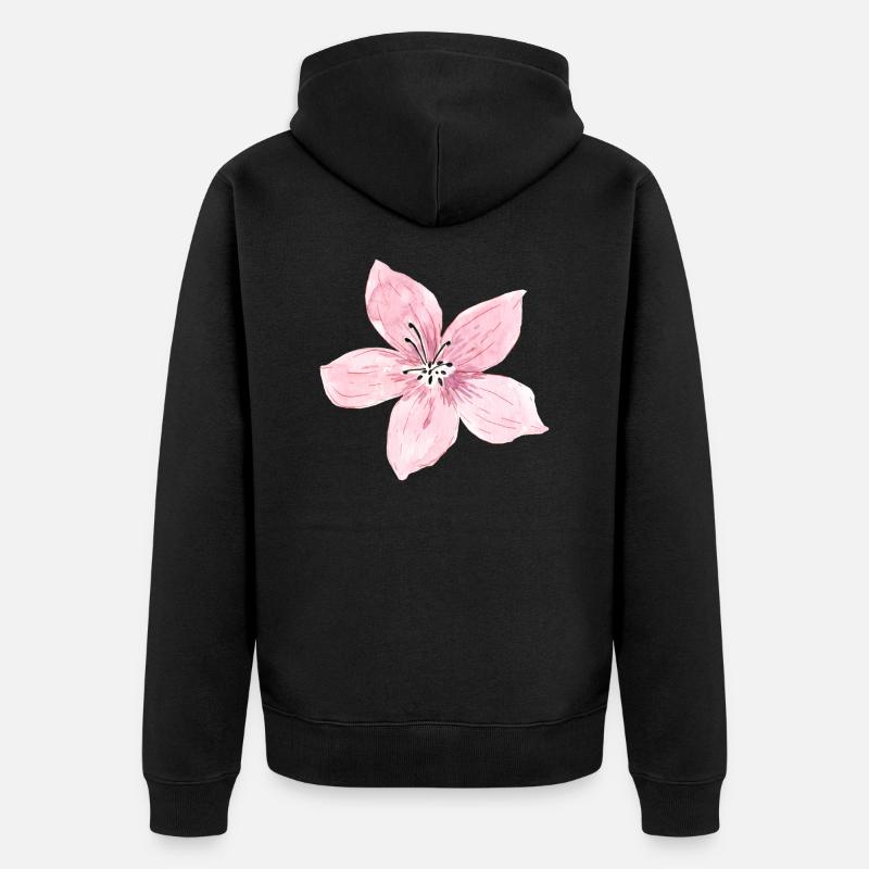 Blüte - Unisex Premium Bio Zip Hoodie - Schwarz