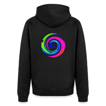 Wirbelwelle - Unisex Premium Bio Zip Hoodie - Schwarz - Hinten - Nico (187cm)