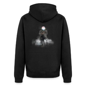 Bernie in Chair meme - Unisex Premium Organic Zip Hoodie - black - Back - Nico (187cm)