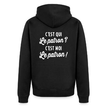 C'est Qui Le Patron C'est Moi Le Patron - Veste à capuche bio Premium Unisexe - noir - Dos - Nico (187cm)