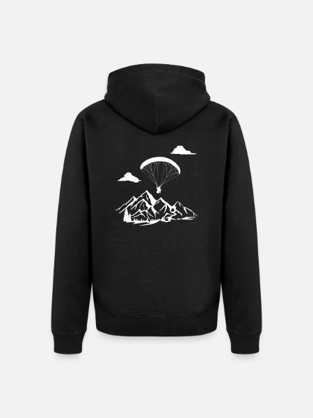 Parapendio sulle montagne Parapendio Parapendio - Felpa con cappuccio ecologica premium unisex - nero