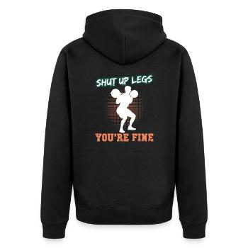 Shut Up Legs You're Fine Weightlifting Sportsman - Unisex Premium Bio Zip Hoodie - Schwarz - Hinten - Nico (187cm)