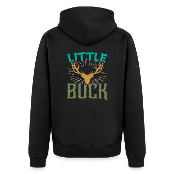 Little Buck Father Son Matching Hunting Gift - Unisex Premium Organic Zip Hoodie - black - Back - Nico (187cm)