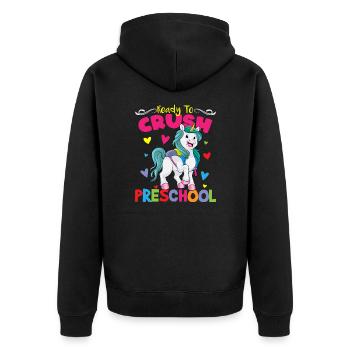 Ready To Crush Preschool Kindergarten Pre-K - Unisex Premium Organic Zip Hoodie - black - Back - Nico (187cm)