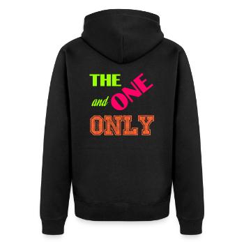 The one and only - Unisex Premium Organic Zip Hoodie - black - Back - Nico (187cm)